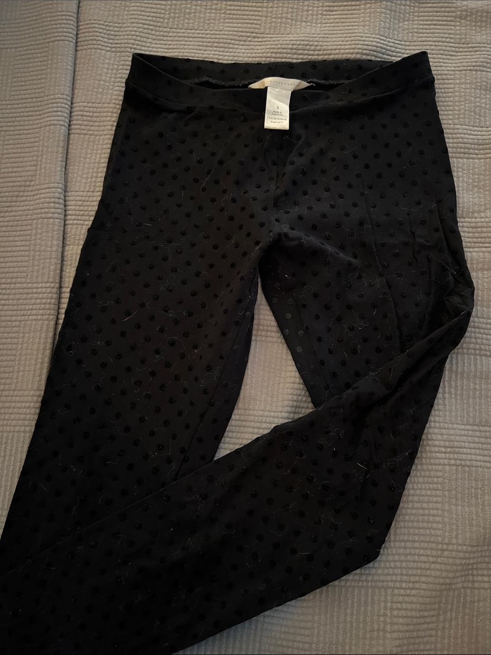LC Lauren Conrad Black Textured Dot Leggings